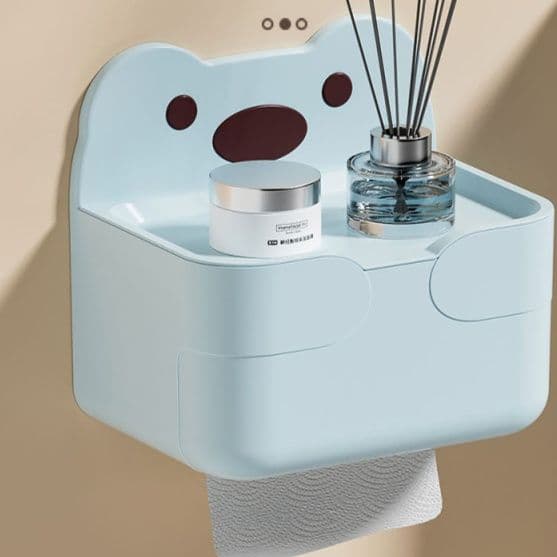 トイレットペーパーホルダー くまさんデザイン壁掛け式多機能収納棚