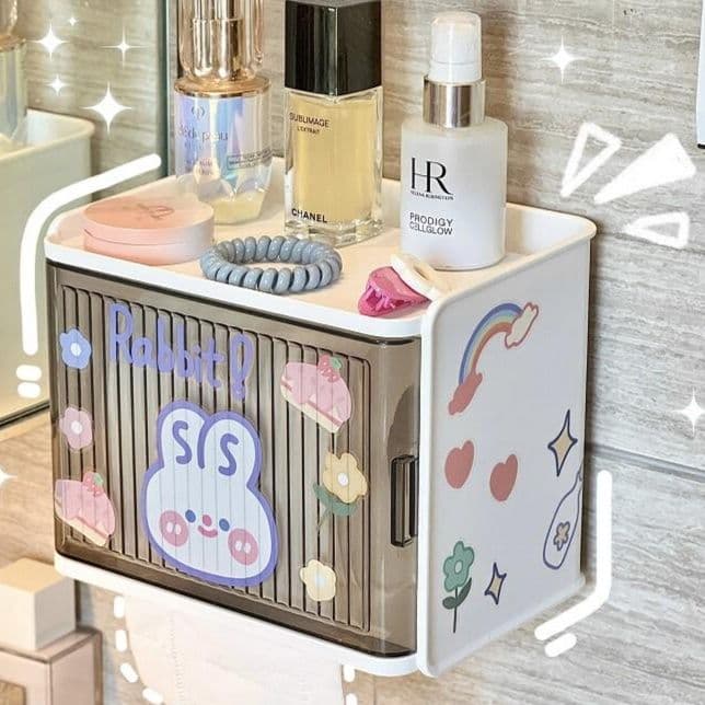 トイレットペーパーホルダー ラビットデザイン棚収納付き