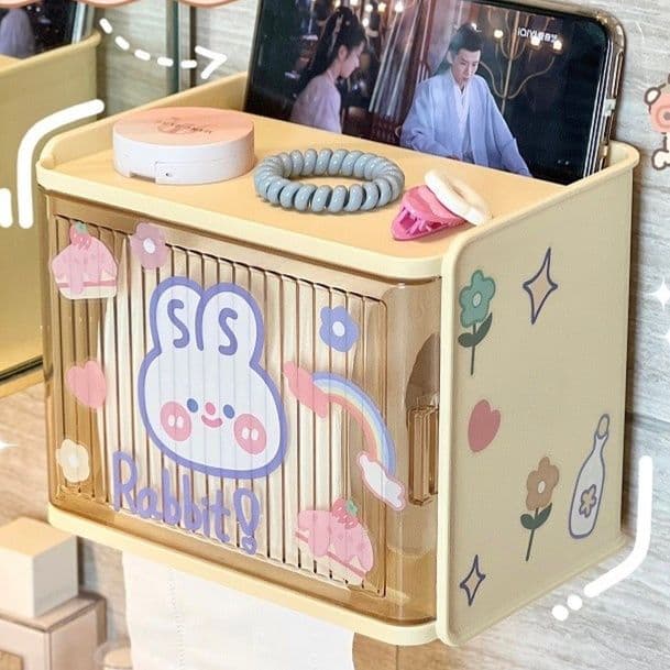 トイレットペーパーホルダー ラビットデザイン棚収納付き