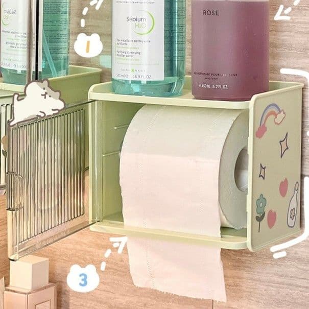 トイレットペーパーホルダー ラビットデザイン棚収納付き