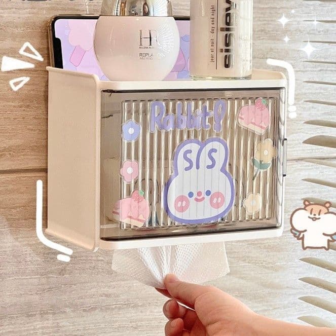 トイレットペーパーホルダー ラビットデザイン棚収納付き