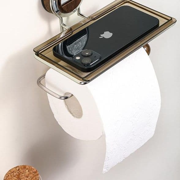 トイレットペーパーホルダー 吸盤式トイレットペーパーホルダー棚付き収納