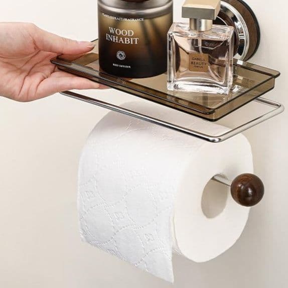 トイレットペーパーホルダー 吸盤式トイレットペーパーホルダー棚付き収納