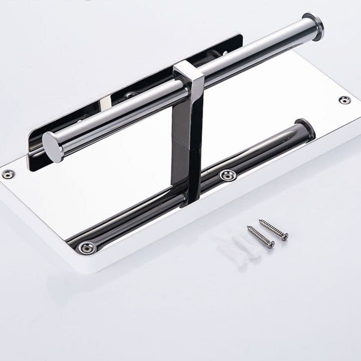 トイレットペーパーホルダー 収納棚付き壁掛け式2連トイレットペーパーホルダー