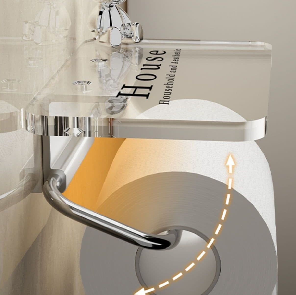 トイレットペーパーホルダー 透明収納棚付きトイレットペーパーホルダー