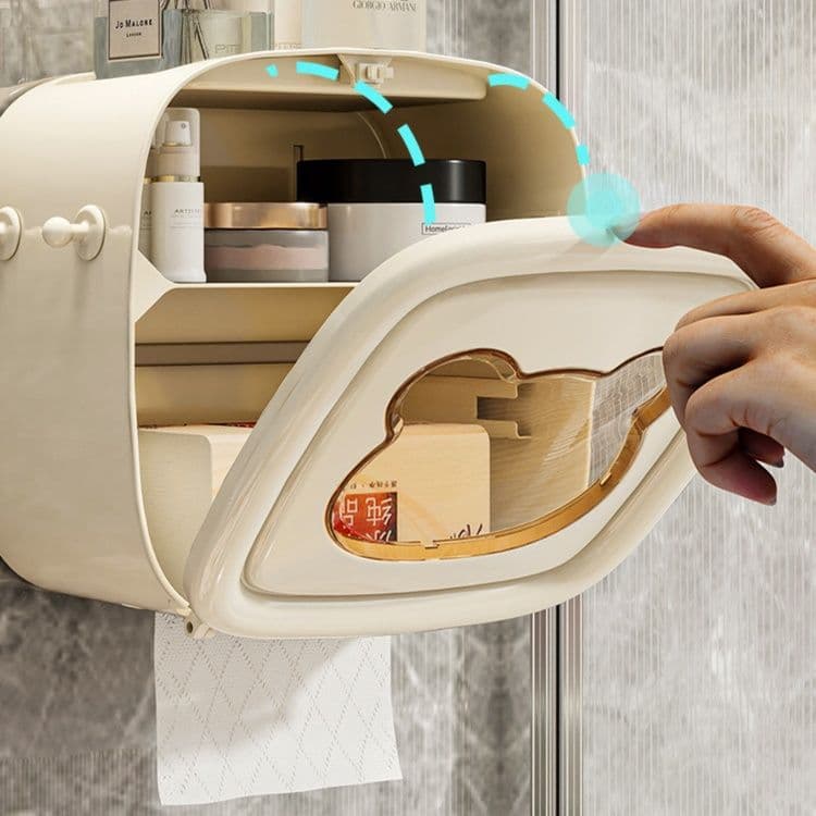 トイレットペーパーホルダー くま顔窓付き壁掛けトイレットペーパー収納棚