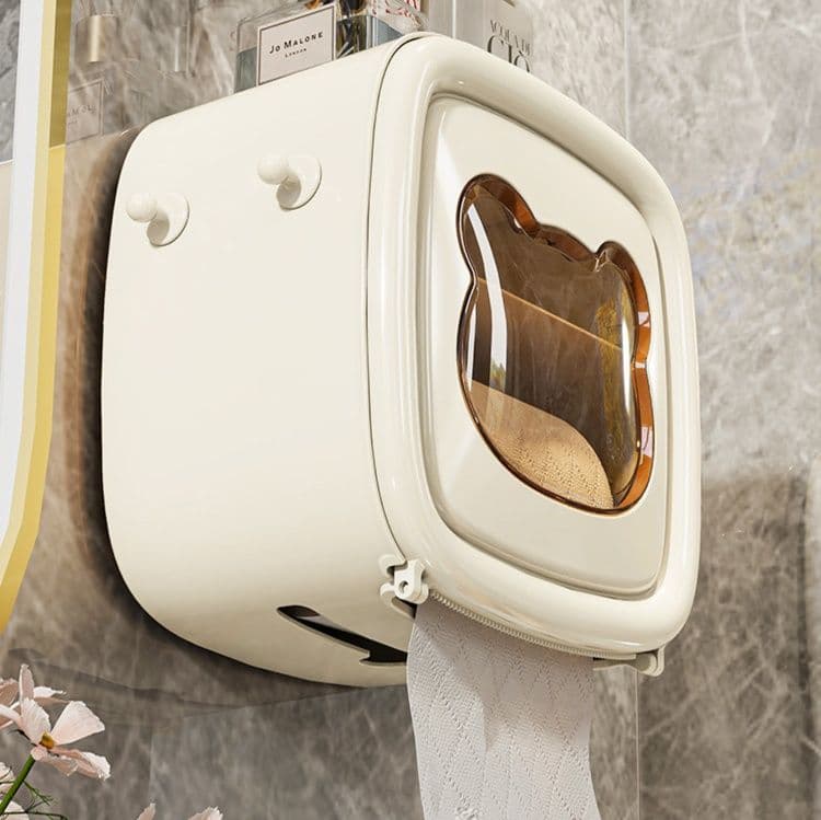 トイレットペーパーホルダー くま顔窓付き壁掛けトイレットペーパー収納棚