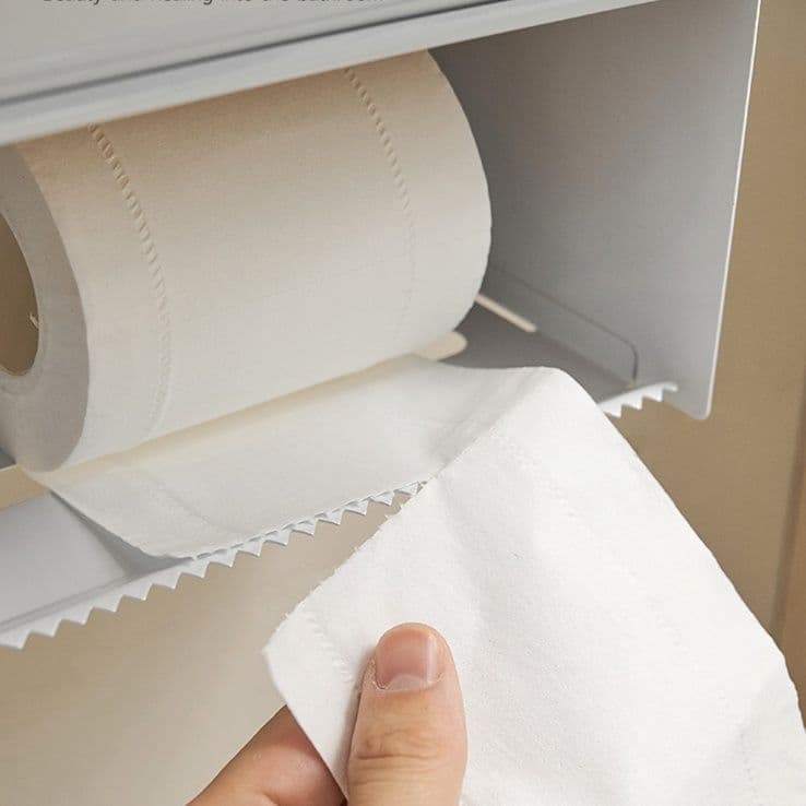 トイレットペーパーホルダー 壁掛け木製天板付きトイレットペーパーホルダー