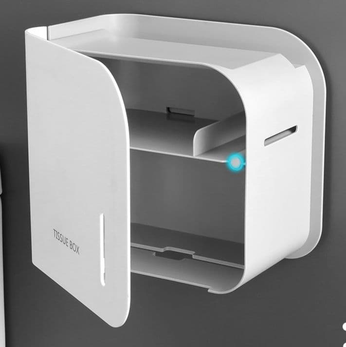 トイレットペーパーホルダー マグネット扉式防水トイレットペーパー収納棚