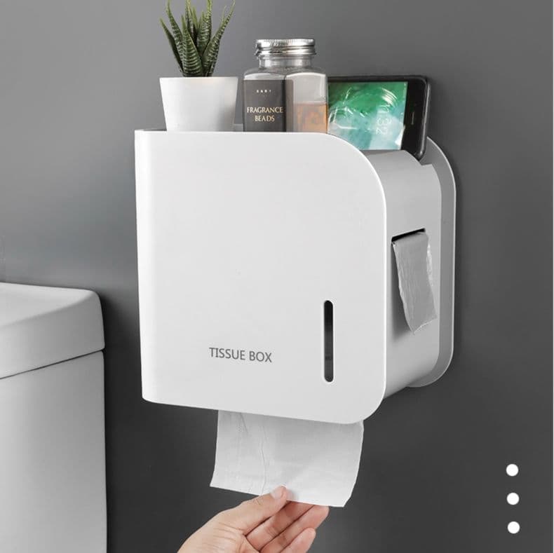 トイレットペーパーホルダー マグネット扉式防水トイレットペーパー収納棚