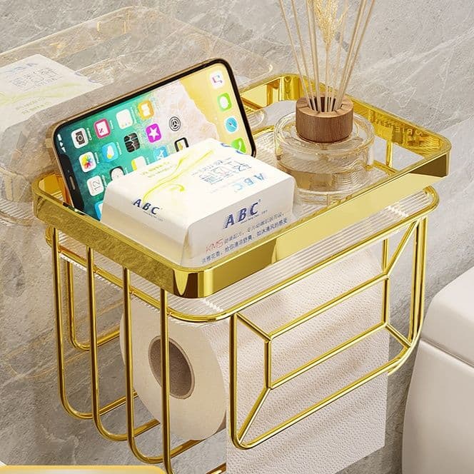 トイレットペーパーホルダー 多機能壁掛け式トイレットペーパーホルダー付き収納棚