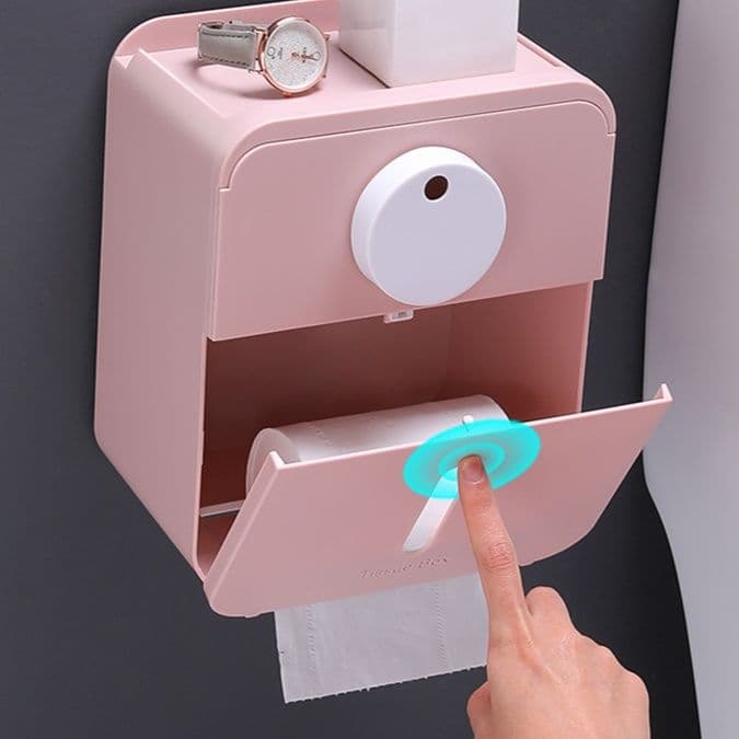 トイレットペーパーホルダー 多機能収納棚付壁掛けトイレットペーパーホルダー
