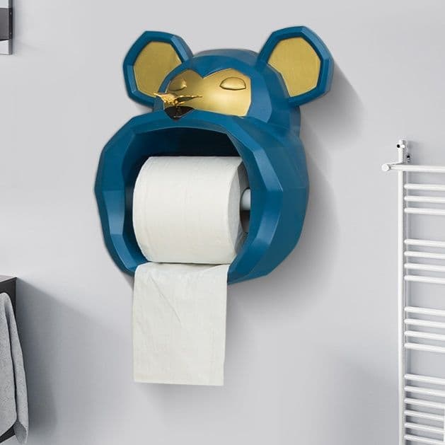 トイレットペーパーホルダー 愛らしい動物モチーフ壁掛け式収納付きカバー