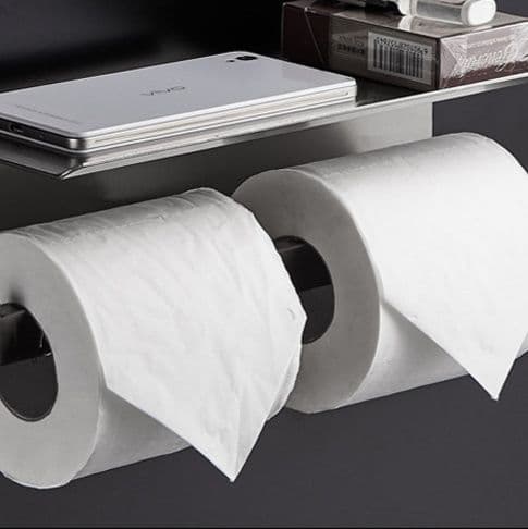 トイレットペーパーホルダー 壁掛け式棚付き2連トイレットペーパーホルダー