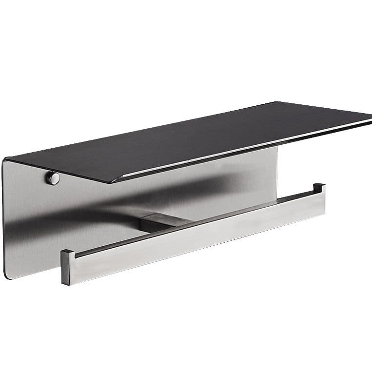 トイレットペーパーホルダー 壁掛け式棚付き2連トイレットペーパーホルダー