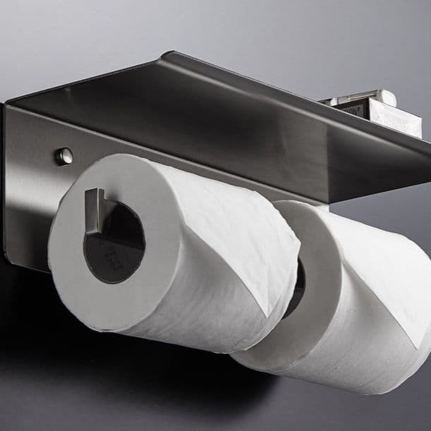 トイレットペーパーホルダー 壁掛け式棚付き2連トイレットペーパーホルダー