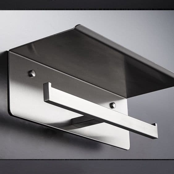 トイレットペーパーホルダー 壁掛け式棚付き2連トイレットペーパーホルダー