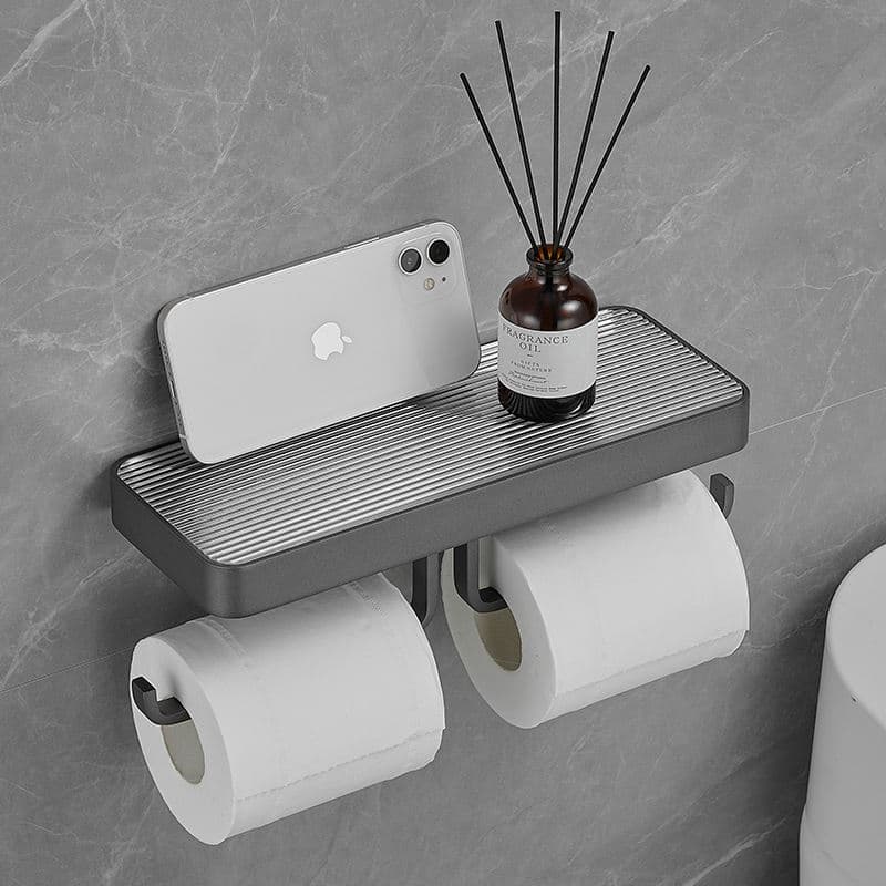 トイレットペーパーホルダー 多機能棚付き二連ペーパーホルダー