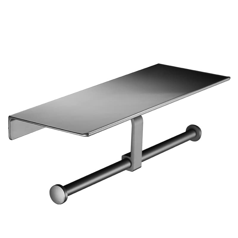 トイレットペーパーホルダー 多機能棚付き二連ホルダー