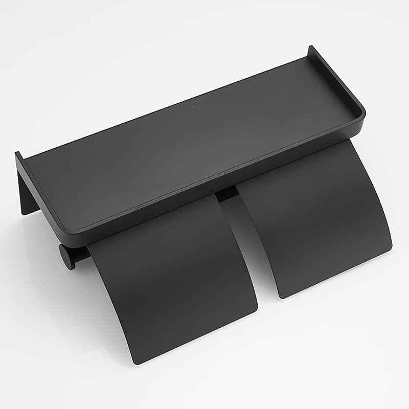 トイレットペーパーホルダー モダン収納棚付き二連ホルダー