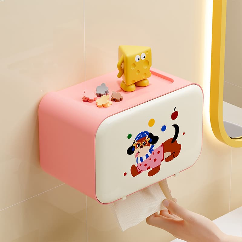 トイレットペーパーホルダー 動物柄付き多機能収納棚トイレットペーパーホルダー