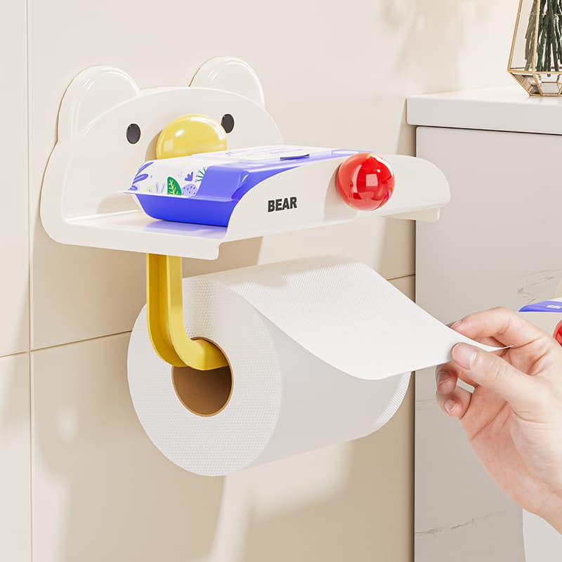 トイレットペーパーホルダー 動物デザイン収納付きホルダー