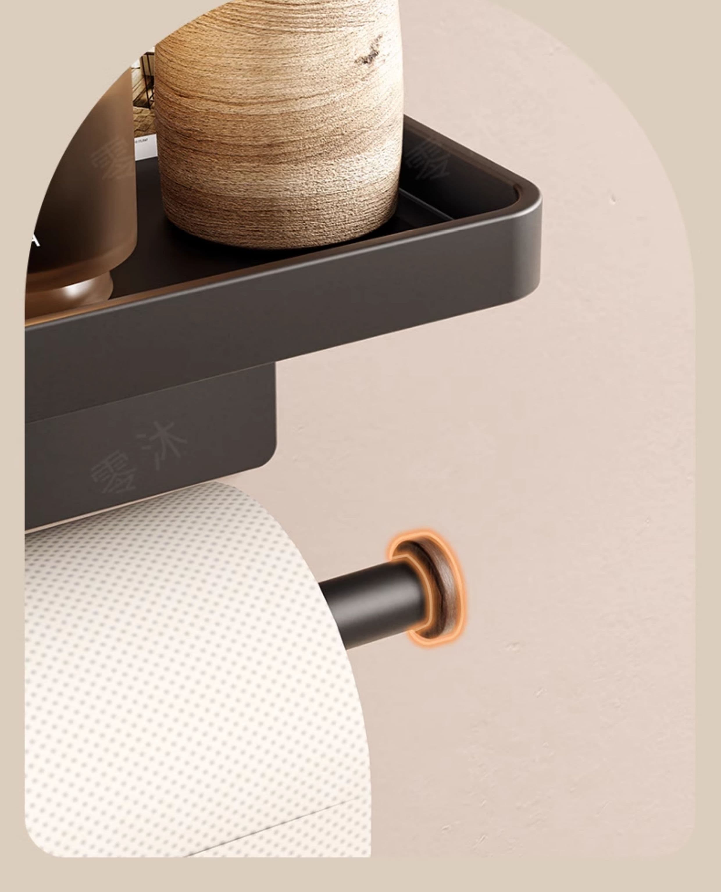 トイレットペーパーホルダー 多機能収納棚付き二連ホルダー