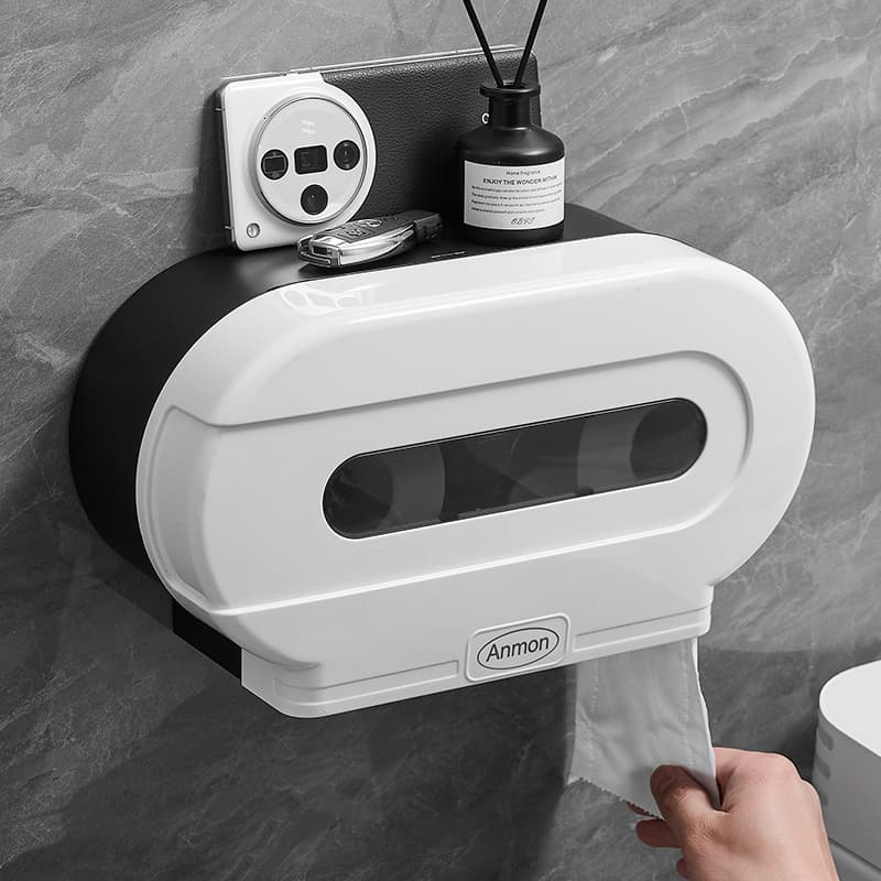 トイレットペーパーホルダー モダン収納付き多機能ペーパーホルダー