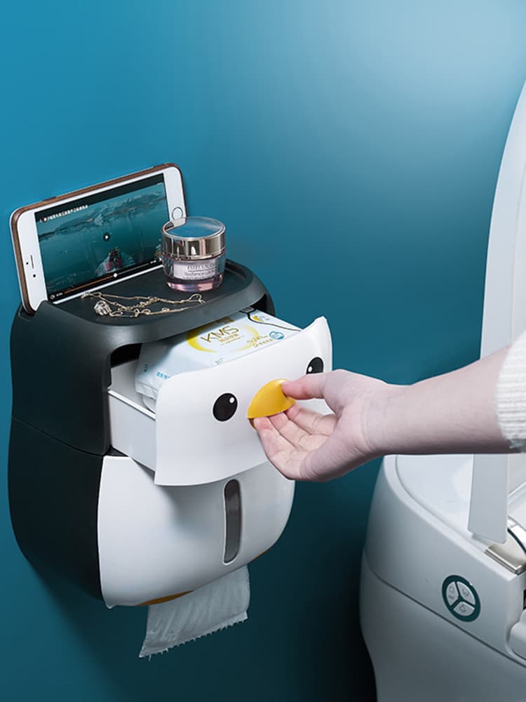 ペンギン型多機能トイレットペーパーホルダーカバー
