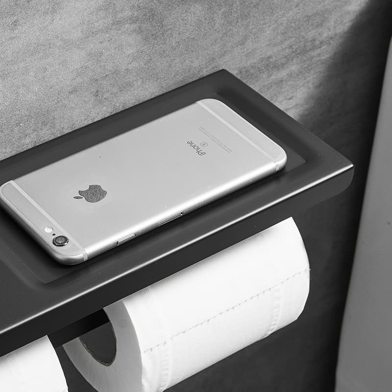 トイレットペーパーホルダー 多機能棚付き二連ホルダー
