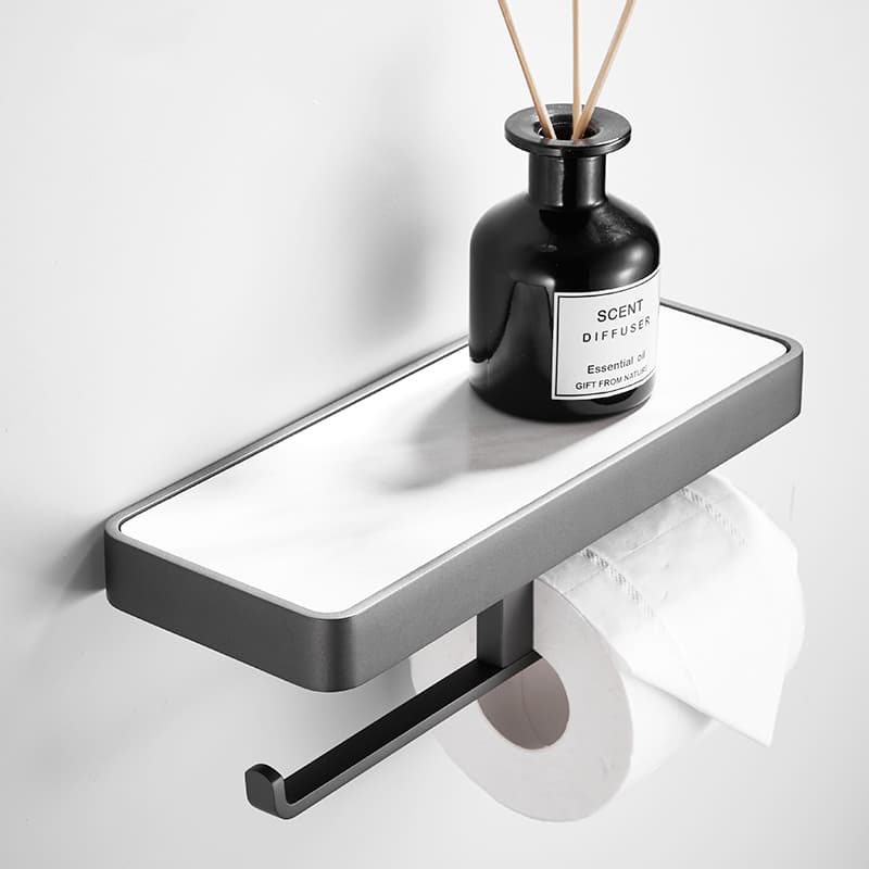 トイレットペーパーホルダー 多機能棚付き2連ホルダー