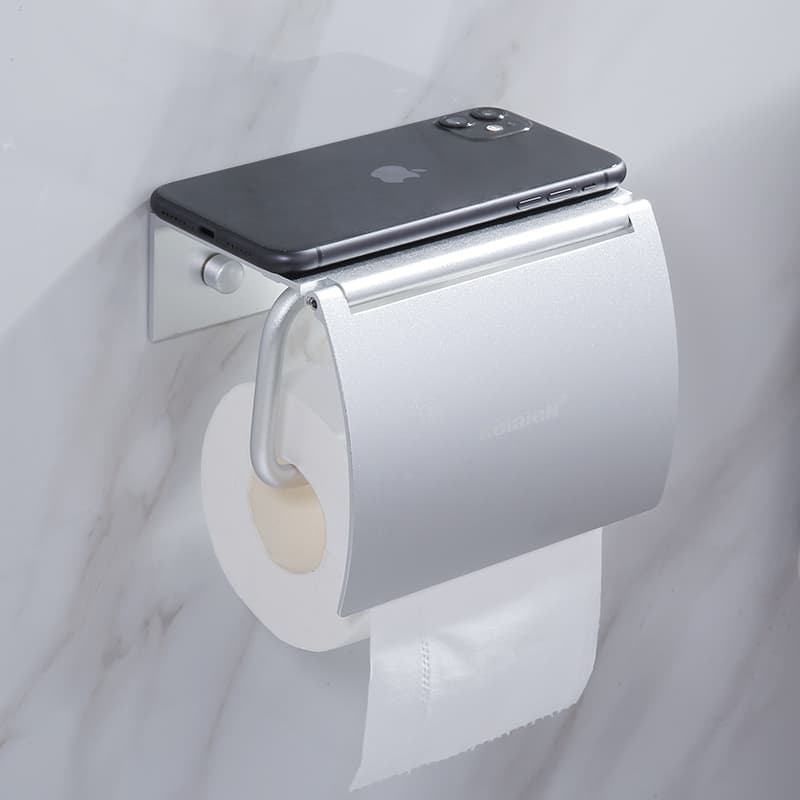 トイレットペーパーホルダー 多機能棚付きアルミホルダーカバー