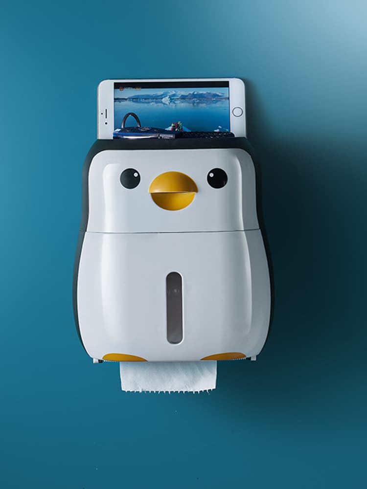 ペンギン型多機能トイレットペーパーホルダーカバー