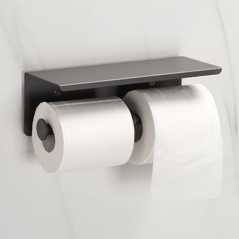 トイレットペーパーホルダー 多機能棚付き二連ホルダー