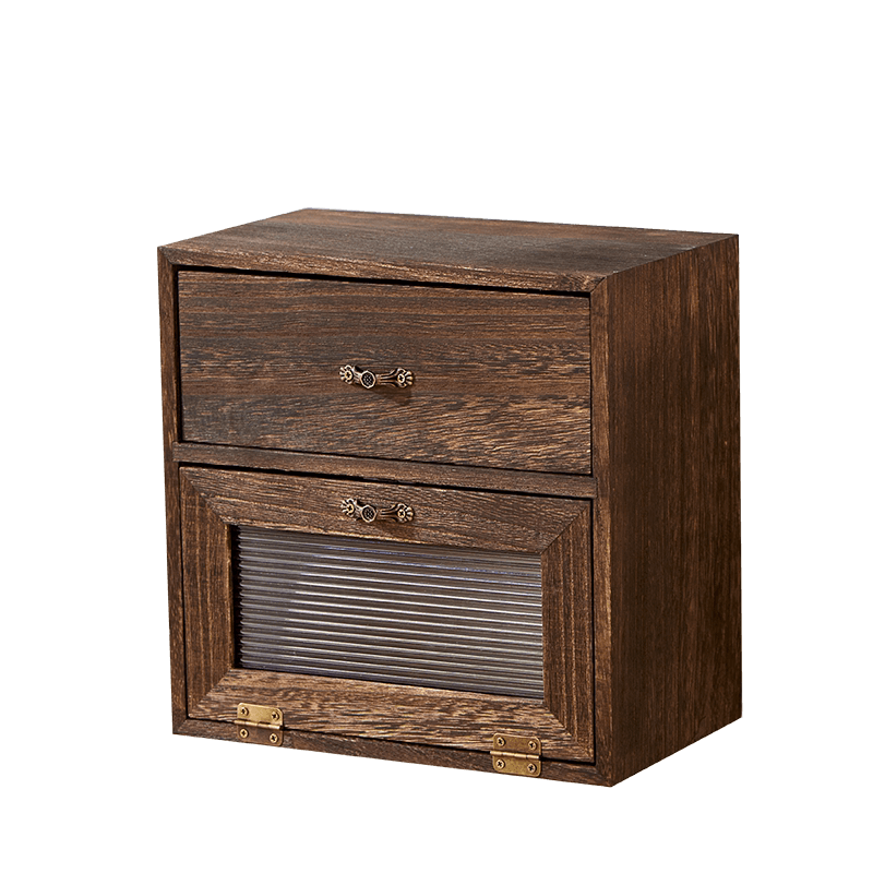 トイレットペーパーホルダー アンティーク風収納ボックス付きペーパーホルダー