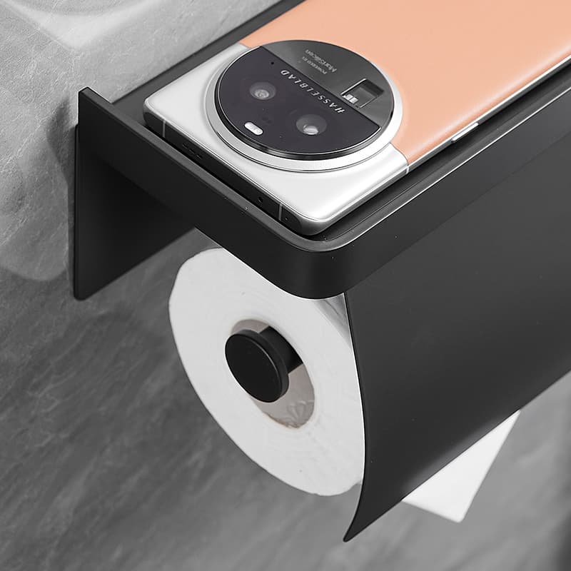 トイレットペーパーホルダー モダン収納棚付き二連ホルダー