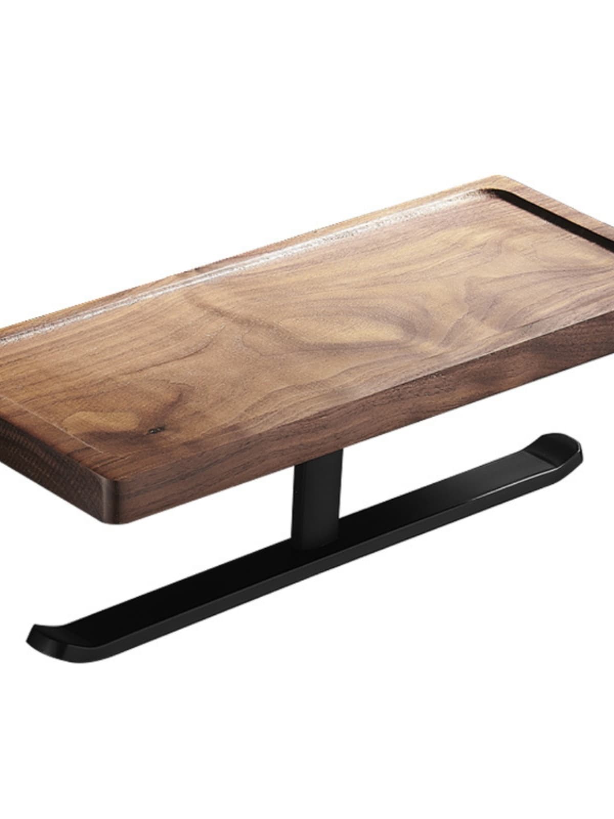 トイレットペーパーホルダー 木製棚付き二連ホルダー