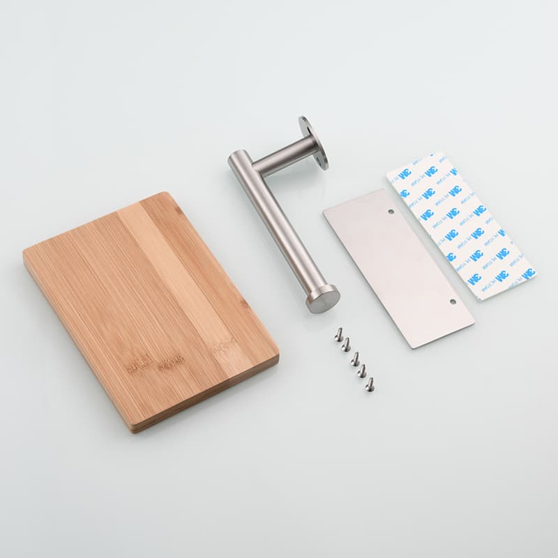 トイレットペーパーホルダー 天然木の便利棚付きペーパーホルダー