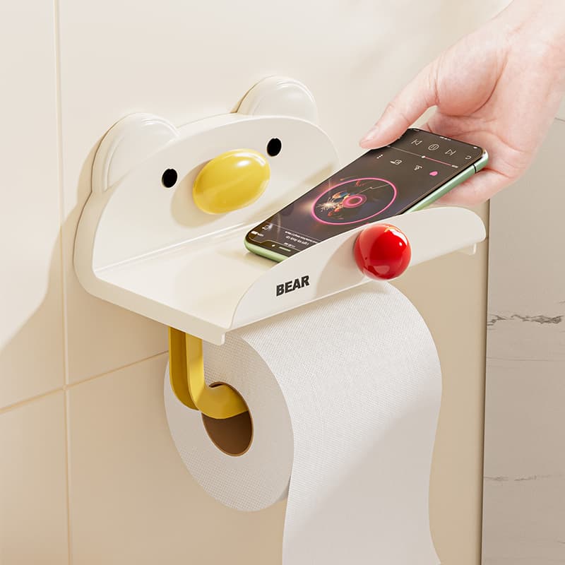 トイレットペーパーホルダー 動物デザイン収納付きホルダー