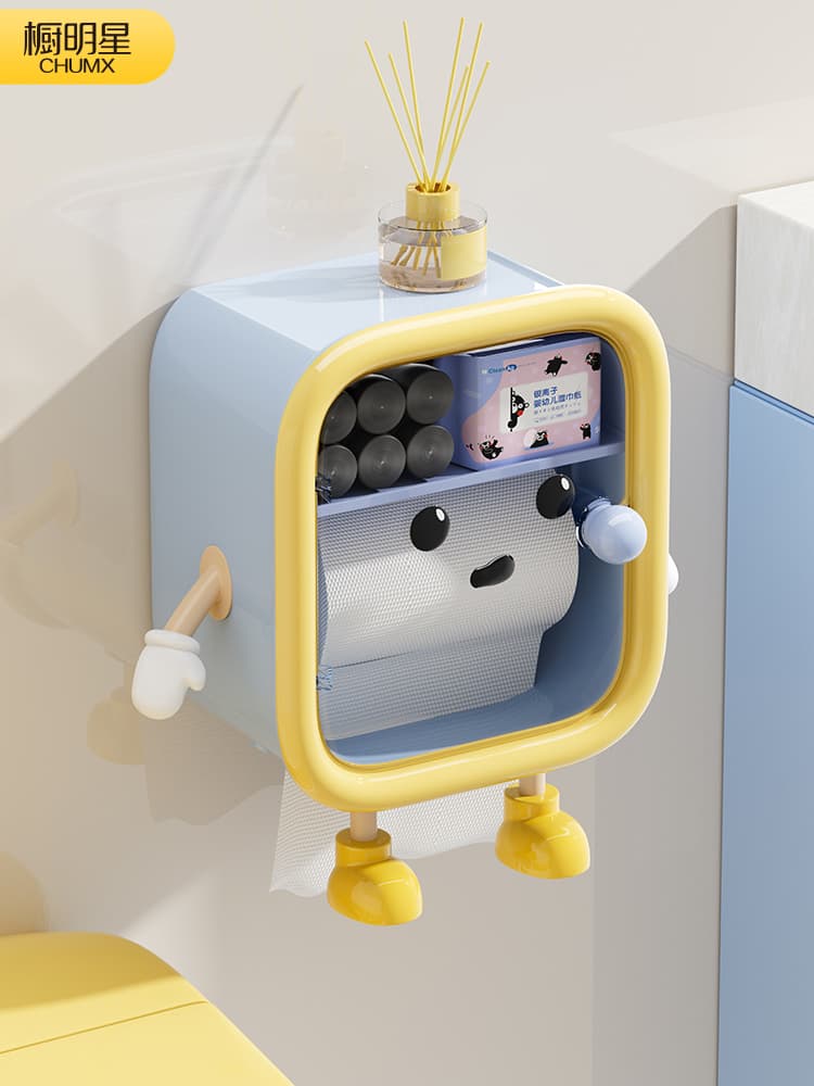 トイレットペーパーホルダー キャラクター型多機能トイレ収納ボックス