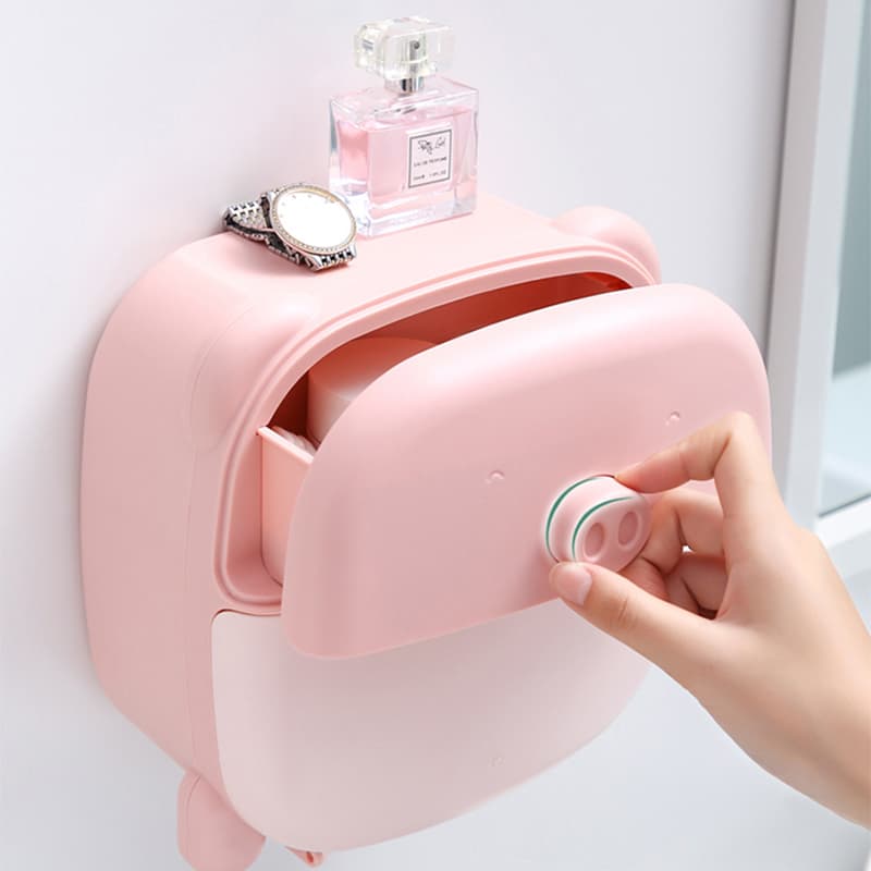 トイレットペーパーホルダー 豚さんデザイン多機能トイレットペーパーホルダーカバー