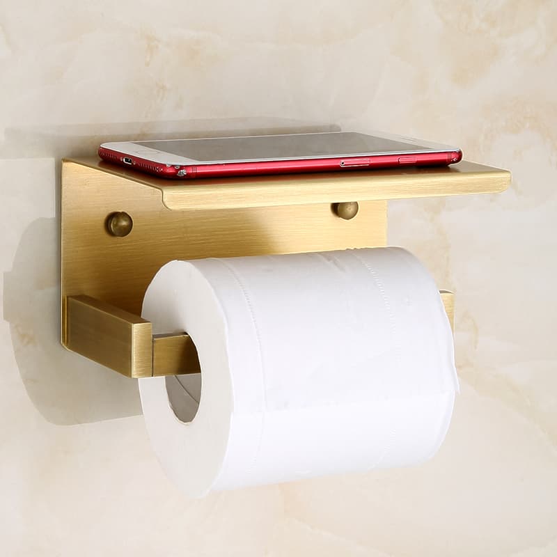 トイレットペーパーホルダー 多機能スマホ置き棚付きペーパーホルダー