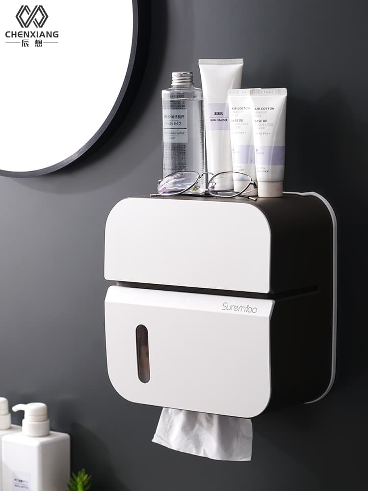 トイレットペーパーホルダー 多機能収納ボックス付きペーパーホルダー