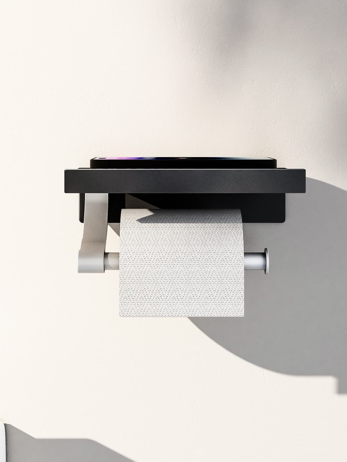 トイレットペーパーホルダー 多機能スマホ置き棚付きホルダー