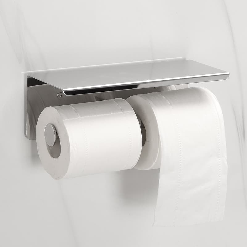 トイレットペーパーホルダー 多機能棚付き二連ホルダー