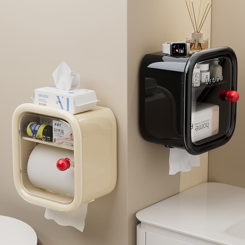 トイレットペーパーホルダー スクエア収納トイレットペーパーホルダー