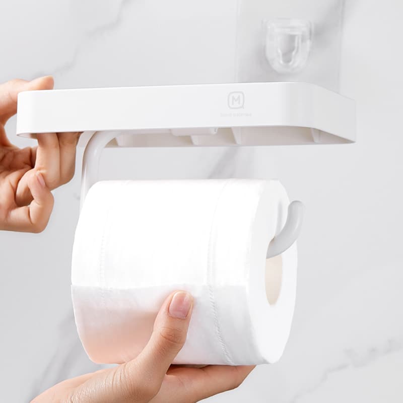トイレットペーパーホルダー 多機能壁掛け式トイレットペーパーホルダー付き収納棚