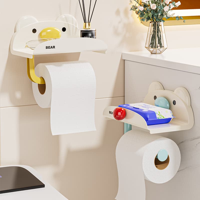トイレットペーパーホルダー 動物デザイン収納付きホルダー
