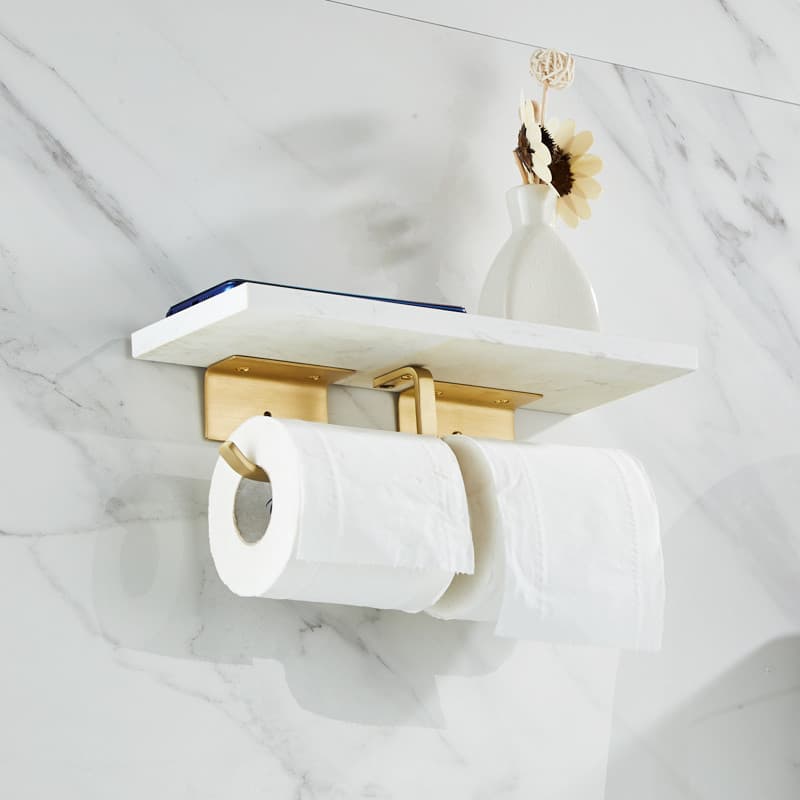 トイレットペーパーホルダー 多機能棚付き2連ペーパーホルダー