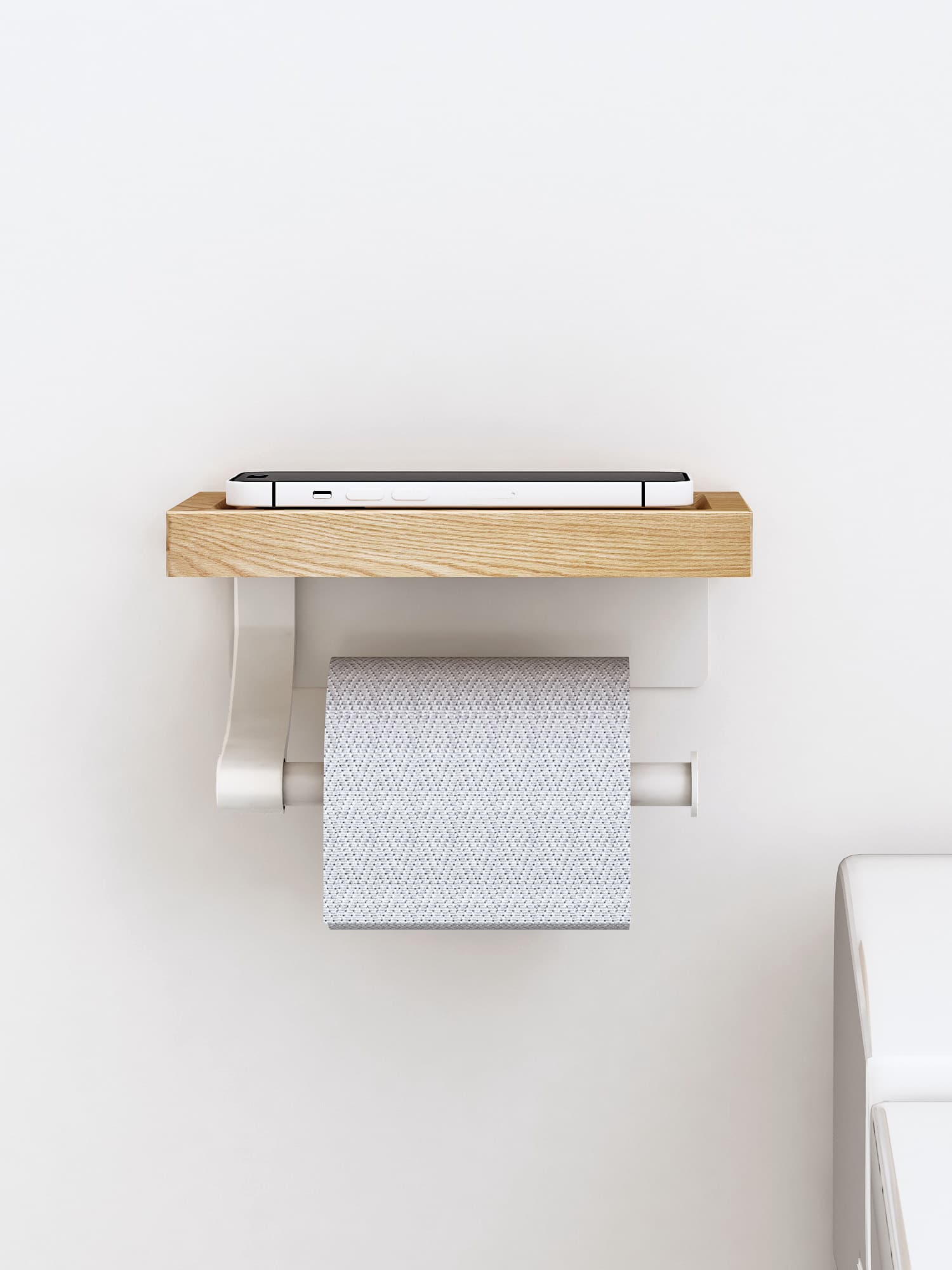 トイレットペーパーホルダー 木製収納棚付きトイレットペーパーホルダー